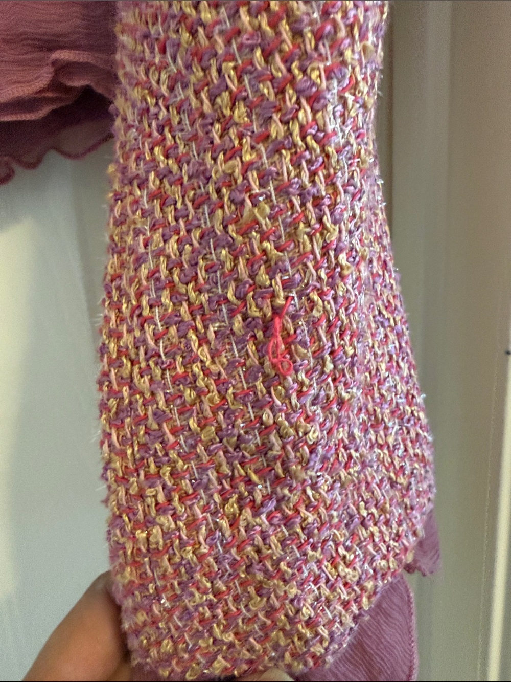 True Meaning Pink Tweed Ruffle Cropped Jacket - Picture 8 of 9